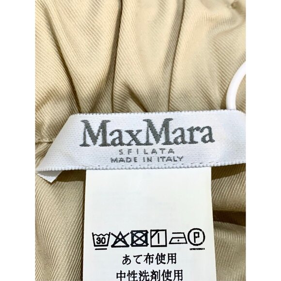 Max Mara Womens Twill Pleated Drawstring Dress With Patch Pockets Size 36 Khaki - Picture 5 of 6